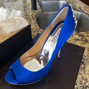Badgley Mischka NIB satin . Sapphire
